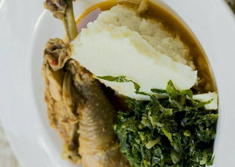 Stewed Chicken and Ugali with kales