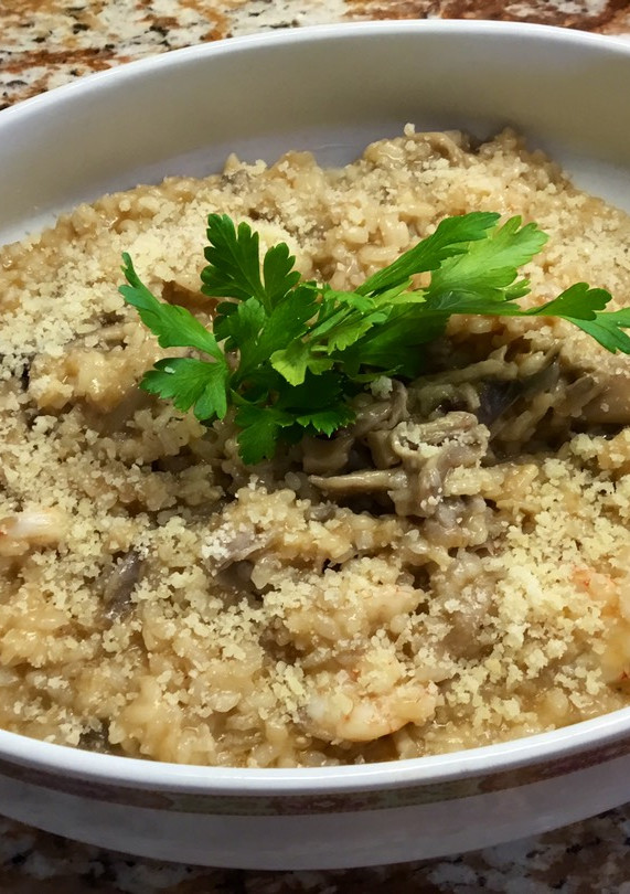 Una foto de Risotto de setas y gambas