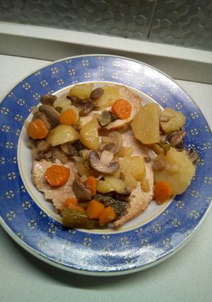 Foto di Trancio di Lonza di maiale al forno con verdure