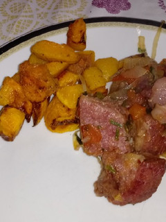 Foto de Carne de Sol Acebolada com Abóbora Frita