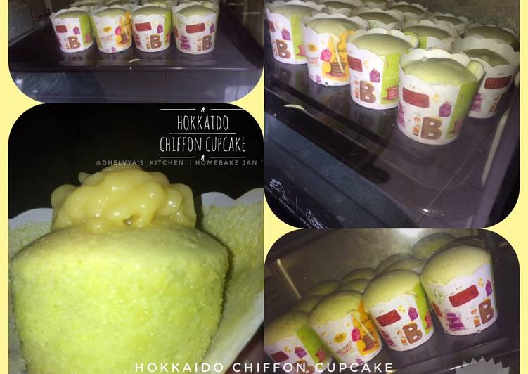 Langkah Mudah untuk Membuat Hokkaido chiffon cupcake Pandan yang Bisa Manjain Lidah