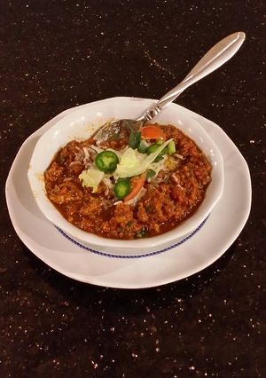 A picture of Beef and Sausage Chili.