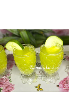 A picture of Cucumber 🥒 and pineapple 🍍 drink.