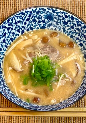 A picture of Japanese Mushroom Miso Soup.
