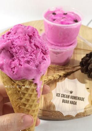 Foto resep Ice cream homemade buah naga - es krim buah naga merah - bikin ice cream sendiri yukk