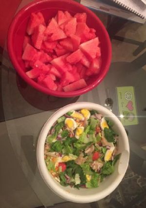 A picture of Salad with water melon.
