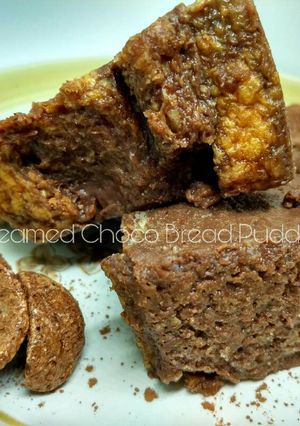 Foto resep Steamed Choco Bread Pudding (Puding Roti Coklat Kukus)