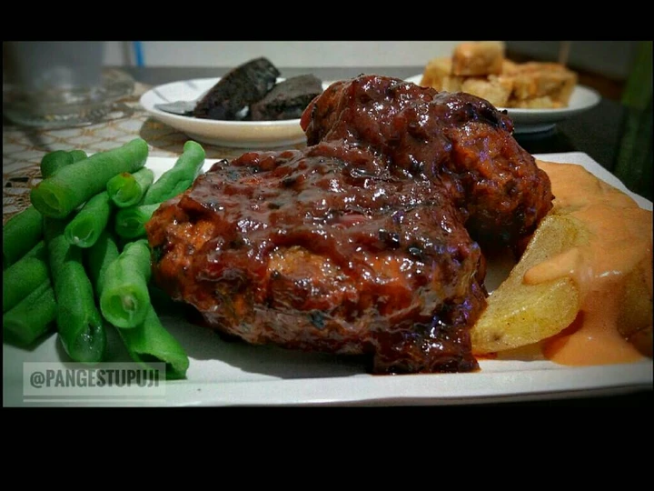 Langkah Gampang Membikin Resep Steak Burger bbq dengan Potato Wedges Saus Keju yang Enak Banget Anti Ribet, Mantap Sekali