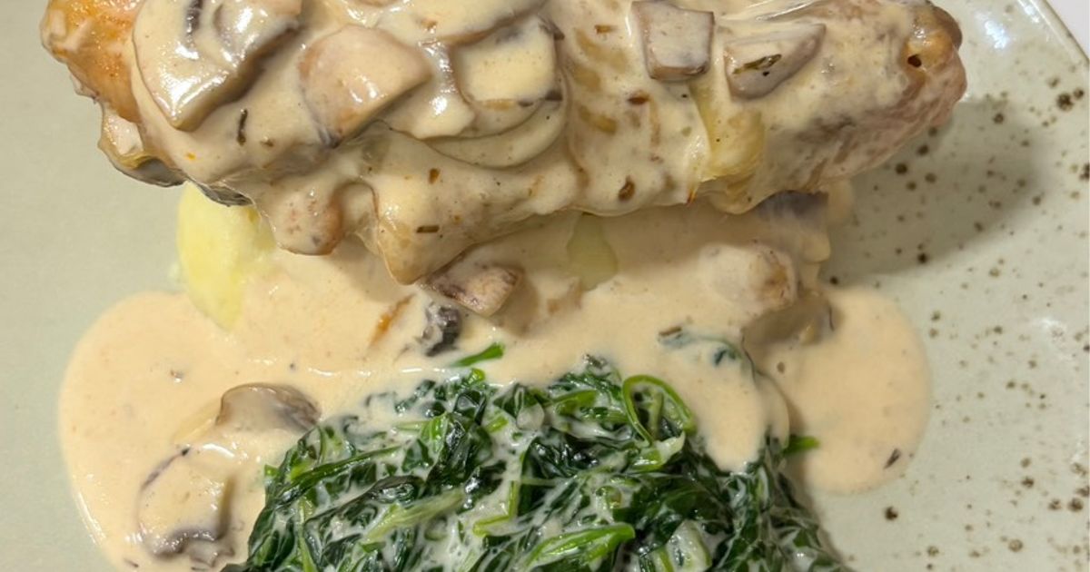 Herb-Roasted Chicken with Creamy Mushroom Sauce