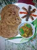 Lachha paratha with masala Arbi and raiyta