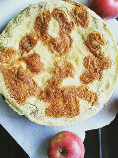 Фото Насыпной пирог с тыквой и яблоками.