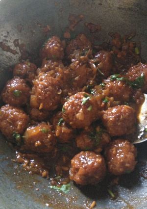 A picture of Dry bread manchurian.
