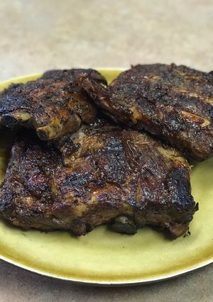 A picture of BBQ ribs.