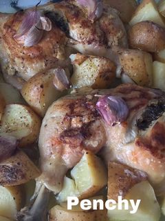 Foto principal de Pollo rústico con mostaza y ajos morados