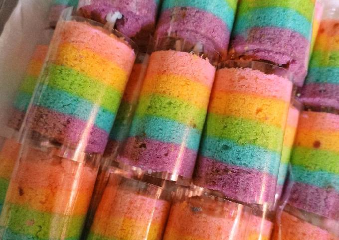 Resep Bolu Gulung Kukus Pelangi Mini Rainbow Roll Cake Oleh Desi Arum