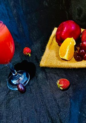 A picture of Soga drink (strawberry, Orange, grapes and Apple)🍓🍊🍒🍎.