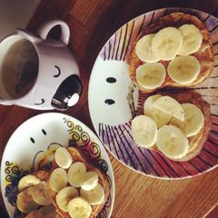 A picture of Breakfast - Sweet potato toast + peanut butter & banana.