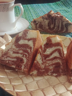 A picture of MARBLE CAKE/ ZEBRA CAKE without oven.