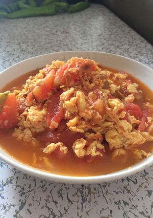 รูปของ มะเขือเทศผัดไข่” 西红柿炒鸡蛋”