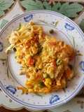 Torta de fideos con verduras y pollo