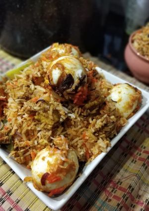 A picture of Paneer and Egg Biryani.