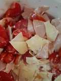 Receta de ensalada de tomate grande y tomate cherry jamón queso