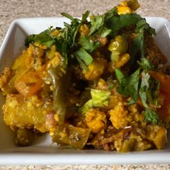 Kathiyavadu style healthy Undhiyu A picture of Kathiyavadu style healthy Undhiyu.