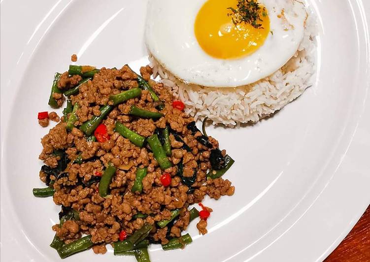 Æ³°å¼ç¾åçè±¬èç¢ Thai Basil Minced Pork With Rice Pad Kra Pao Recipe By Borbor Cookpad