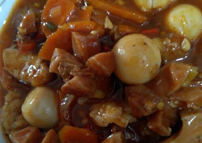 Resep Asem Manis Pedas Sosis Telur Puyuh Dan Tahu Jepun Oleh Mama Nin