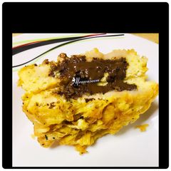 A picture of 3 ingredients Chocolate egg sandwich.