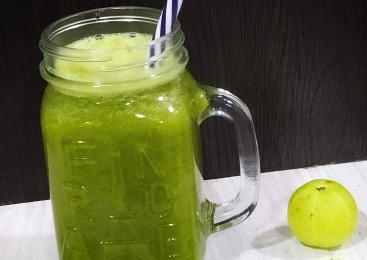 Simple Way to Prepare Perfect Amla mint ginger juice, Indian Gooseberry juice. Detox drink