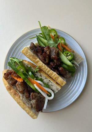 A picture of Vietnamese Pork Bánh Mì (Bánh Mì Thịt Nướng).