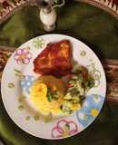 Fiesta de colores: Pechuga apanada con ensalada