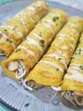 Crêpe de calabaza con gulas y langostinos