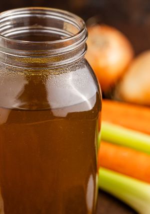 A picture of Crock Pot Vegetable Stock.