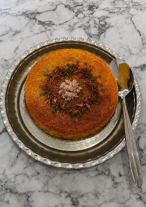 عکسی از دستور تهچین تن ماهی با تهدیگ سیبزمینی 🥔🐟