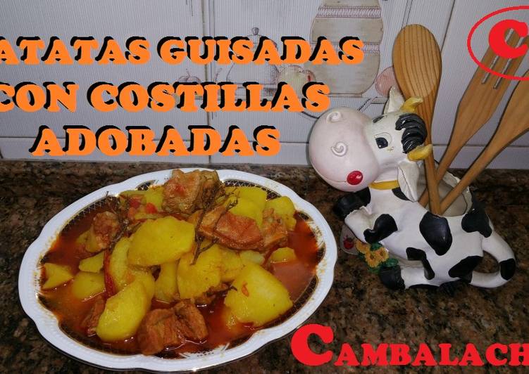 Patatas guisadas con costillas adobadas