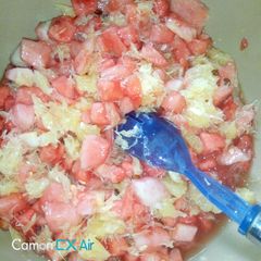 A picture of Orange squash fruit salad.