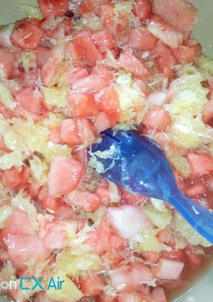 A picture of Orange squash fruit salad.