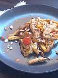 Casarecce con sgombro,melanzane e pomodorini