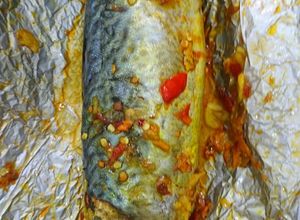 Hình của món Cá sa ba nướng giấy bạc.