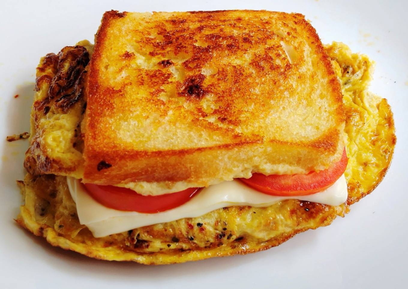 Cheese Bread Omelette Sandwich - Easy Breakfast Idea