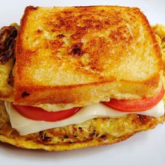 A picture of Cheese Bread Omelette Sandwich - Easy Breakfast Idea.