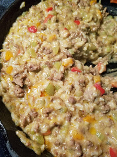 A picture of Hamburger and Rice.
