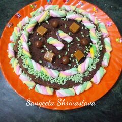 A picture of Eggless Chocolate cake in kadai.