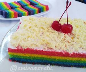 Resep Teruji Steamed Rainbow Cake Bolu Kukus Pelangi Yummy Mantul