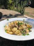 Orecchiette zucca funghi e pancetta affumicata