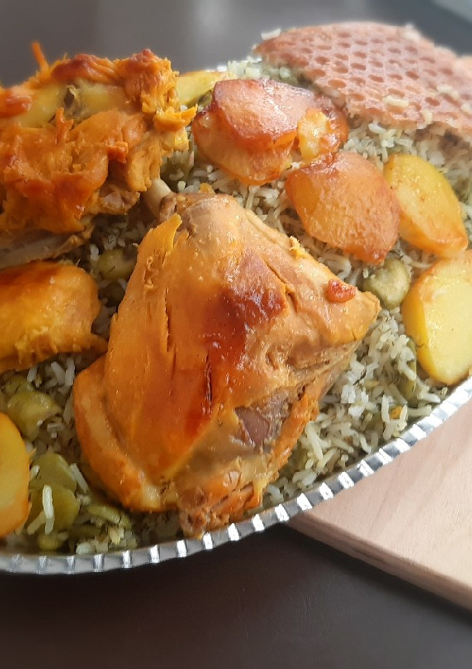 عکسی از دستور باقالی پلو با مرغ