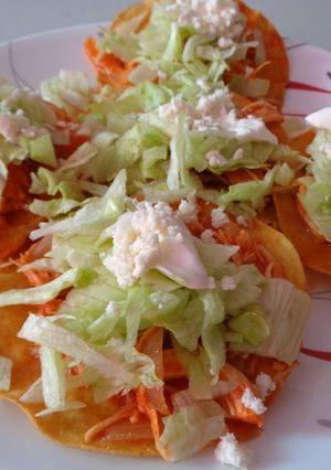A picture of Chicken Tinga Tostadas🤤🤤🤤.