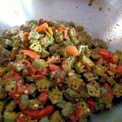 A picture of Bindhi Masala (ladies finger with spices).